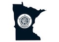 Map of the state of Minnesota with its official flag. Royalty Free Stock Photo